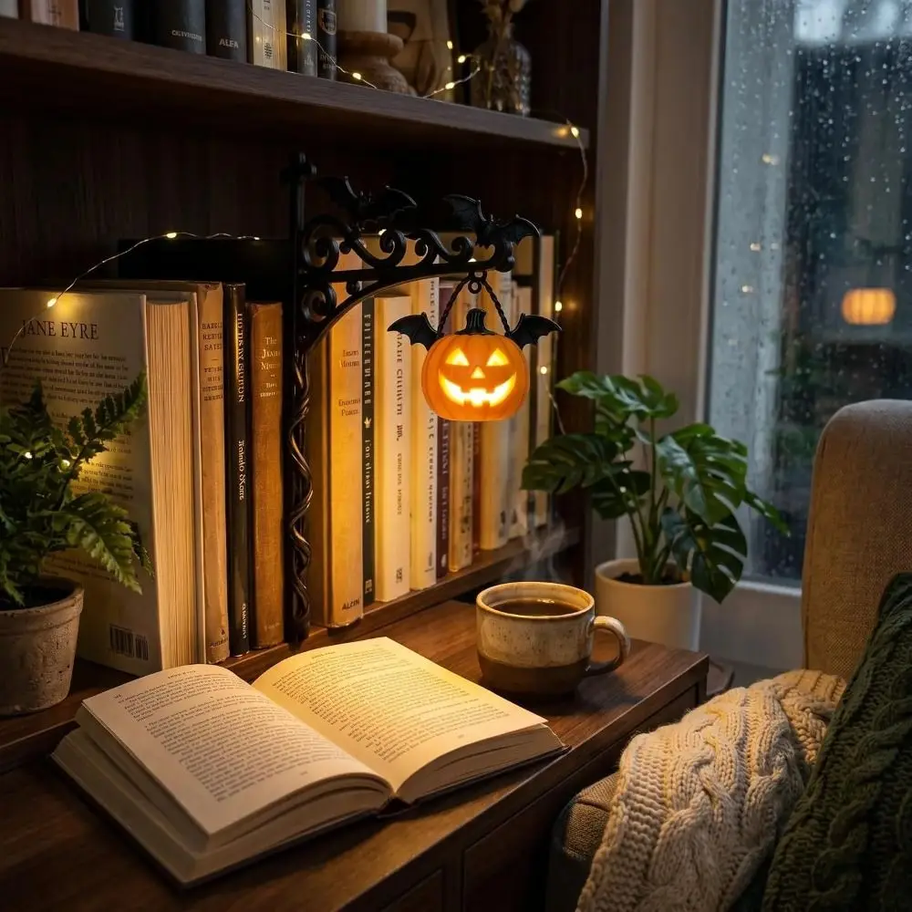 Cozy Ghost Shape Halloween Library Shelf Lanterns Figurine Cut LED Night Lights Glowing Effect Miniature Hanging Gifts