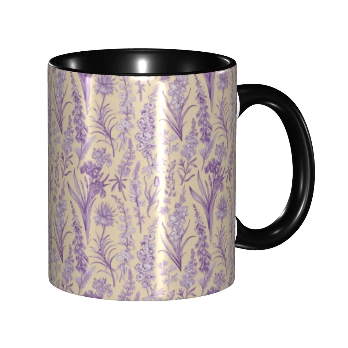 

Purple Flower Toile De Jouy Inspired Pattern Coffee Mug DIY Customized Ceramic Mug Creative Present