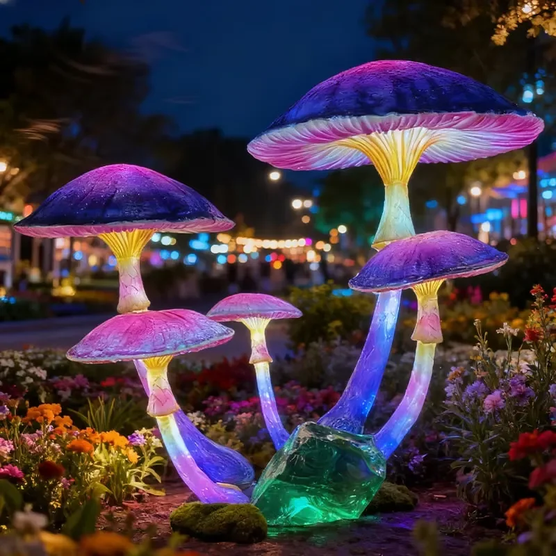 Creative Colorful Mushroom Landscape Light IP66 Waterproof LED Garden Park Street Lawn Decoration Outdoor Lighting Fixture