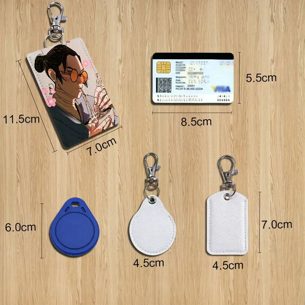 Akemi Mizu Blue Eye Samurai Keychain Holder Suitable For Subway Bank Card Bus Case Badge Holder Wallet Card Textured pattern