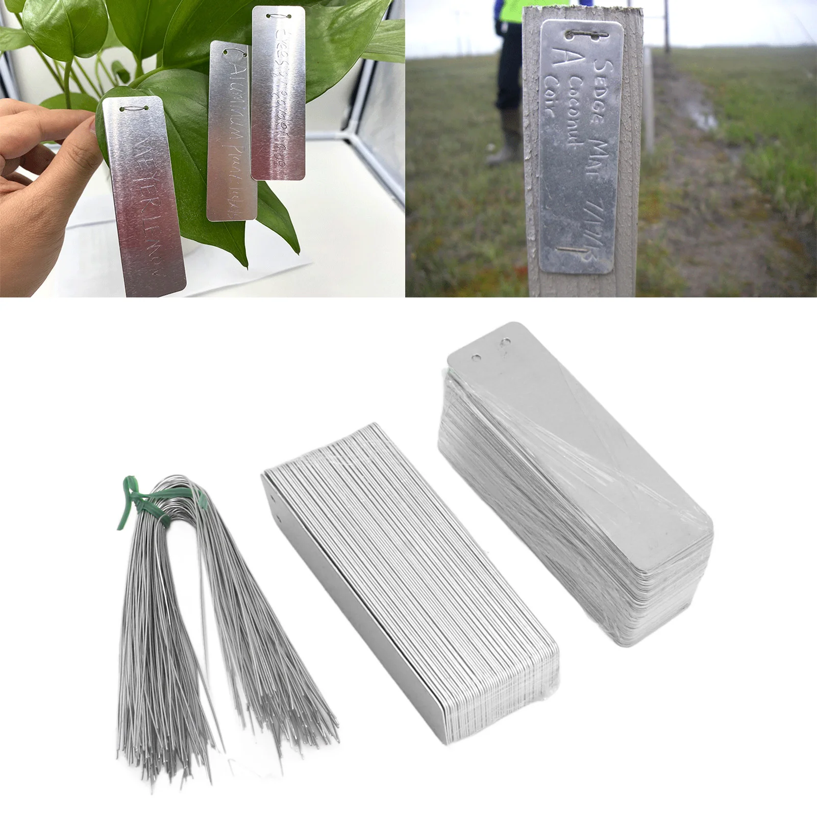 ZK20 100pcs Double Sided Write On Metal Labels for Outdoor Gardening High Durability Aluminum Plant Tags Tree Identification Tag