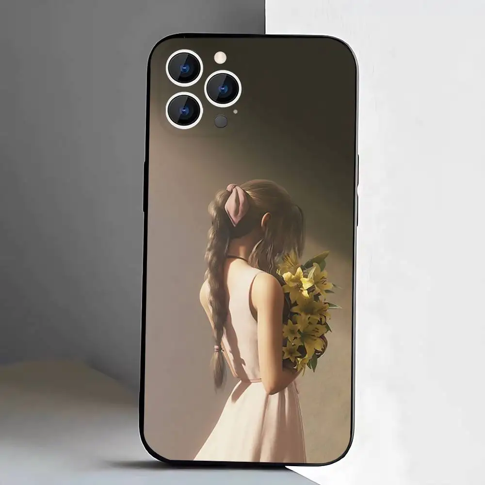 F-Final F-Fantasy Aerith T-Tifa Handyhülle für iPhone 17,16,15,14,13,12,11,Pro,XS,Max,XR,Plus,E,SE4,Mini Schwarz Soft Cover