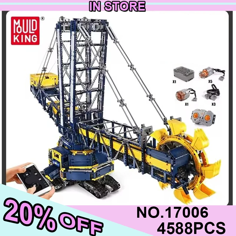 MOULD KING 17006 Technical Bucket Wheel Excavator Building Blocks Remote Control Truck Bricks Toys For Kids Christmas Gir Adults