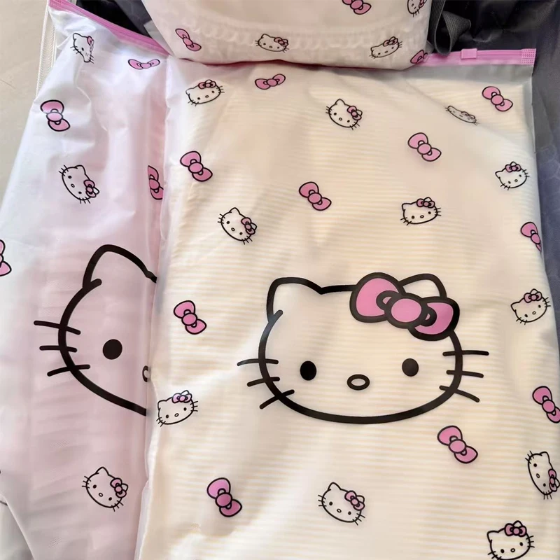 

Новая милая сумка-органайзер Hello Kitty для хранения одежды, носков и нижнего белья, дорожная портативная сумка на молнии для женщин