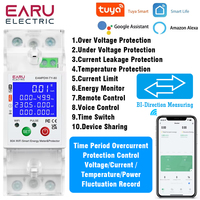 Tuya Smart WiFi Circuit Breaker Switch PV Bi-Directional Energy Meter Timer Measuring Earth Leakage Over Under Voltage Protector