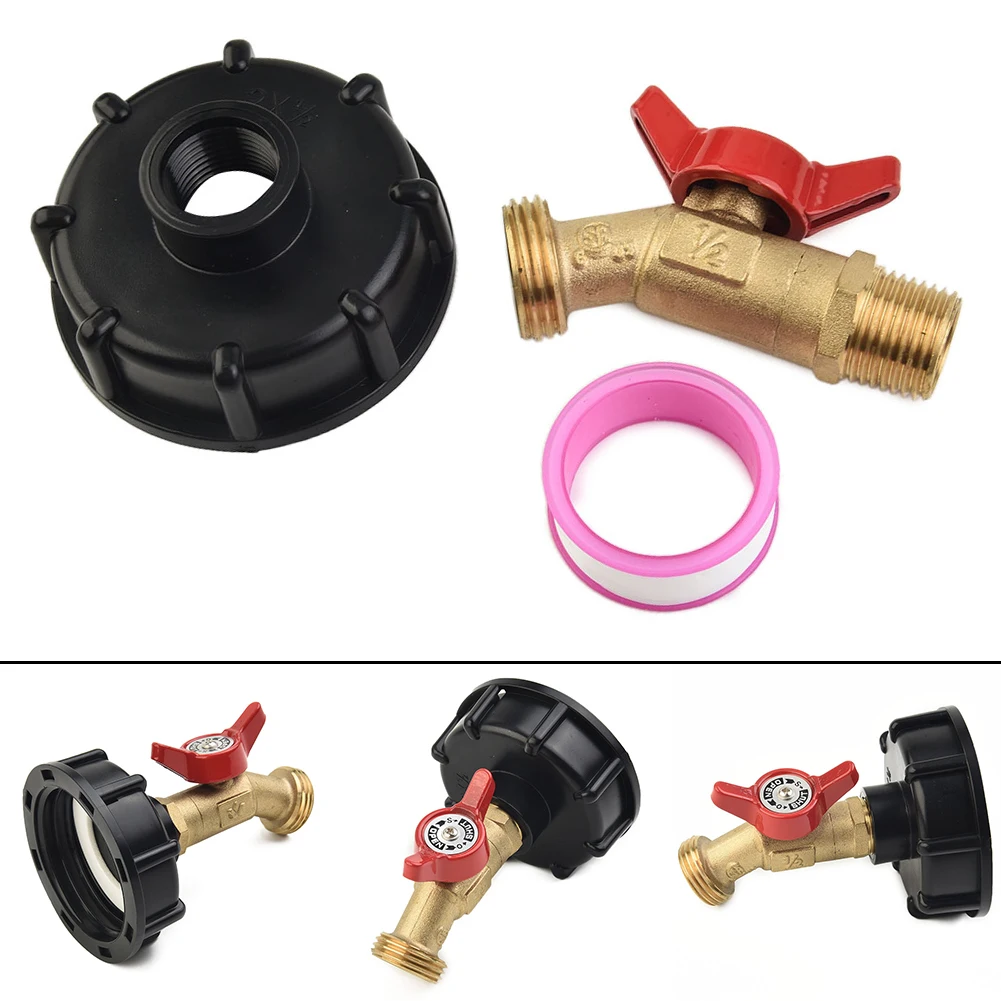 IBC Water Tank Adapter Tote 2 Free Brass Hose 275-330 Black Copper Faucet Water Gallon UK European IBC Containers