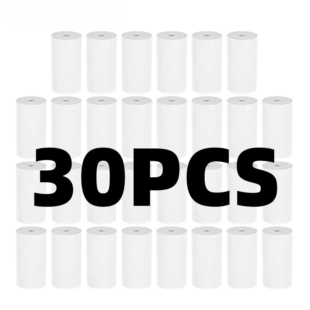 30 rolos de papel térmico 57*25mm, adesivo branco para câmera, impressão instantânea, câmera infantil, papel de impressão, acessórios de reposição, peças