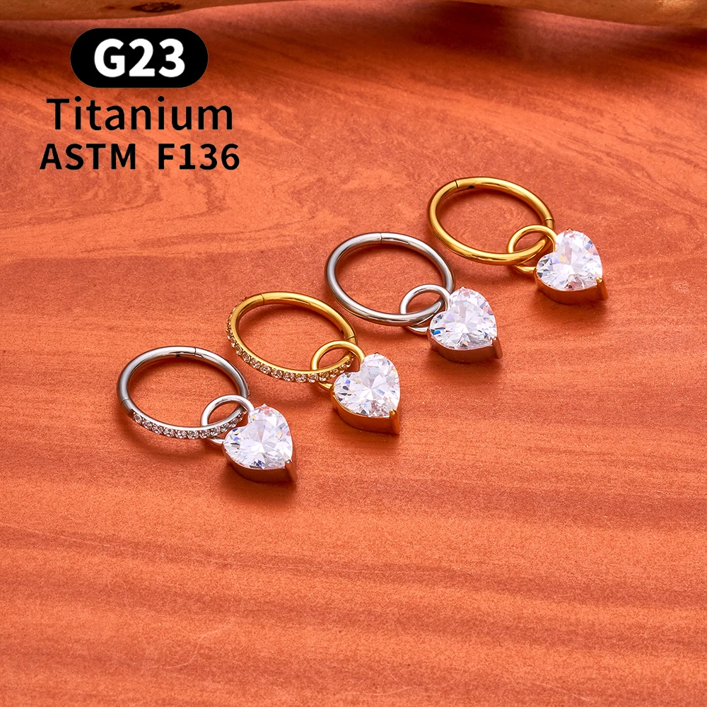 ASTM F136 Titan Birnenherz Kite CZ Drape Rook Ohrring 16G Clicker Hoop Knorpel Tragus Conch Lobe Helix Piercing Schmuck – Detail 14