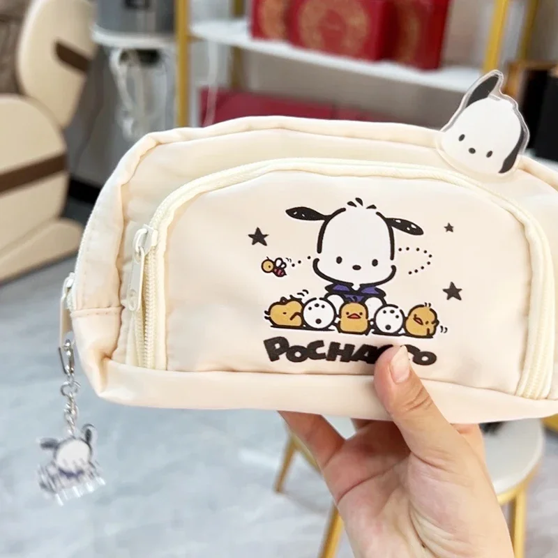 High-end pochacco sanrio anime kawaii caneta saco bonito dos desenhos animados estudante caixa de lápis caso de papelaria grande capacidade armazenamento de cosméticos