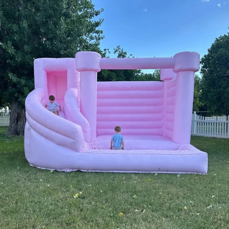 Custom Pink Castle Inflatable Bounce House with Water Slide Pool Suitable for Kids