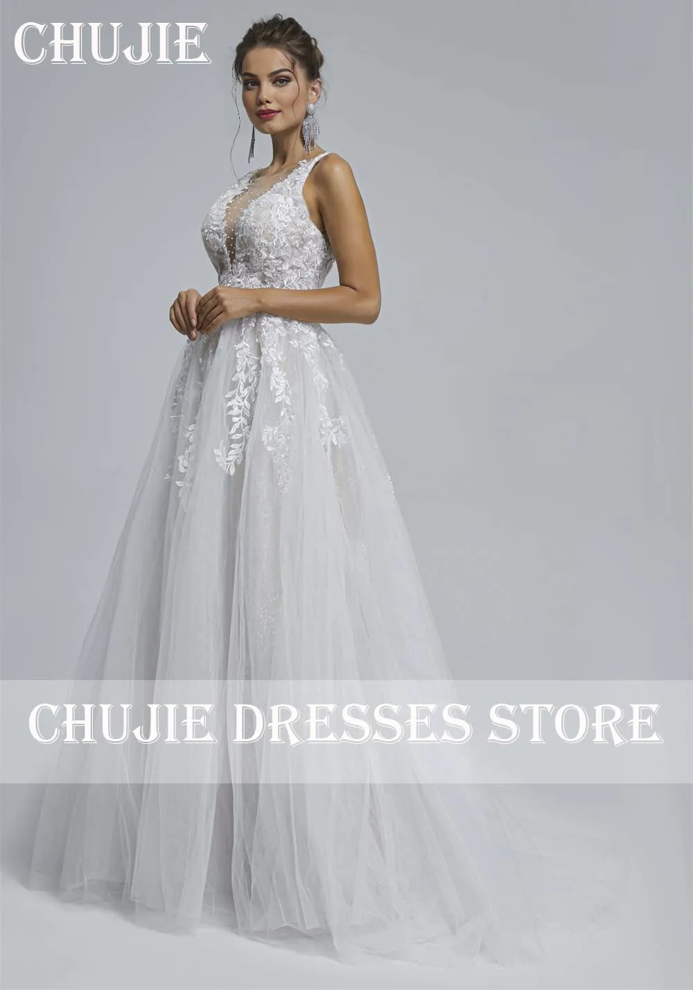 Profundo decote em v rendas apliques vestidos de casamento feminino uma linha plissado vestidos de noiva elegante personalizado vestido de noiva novia