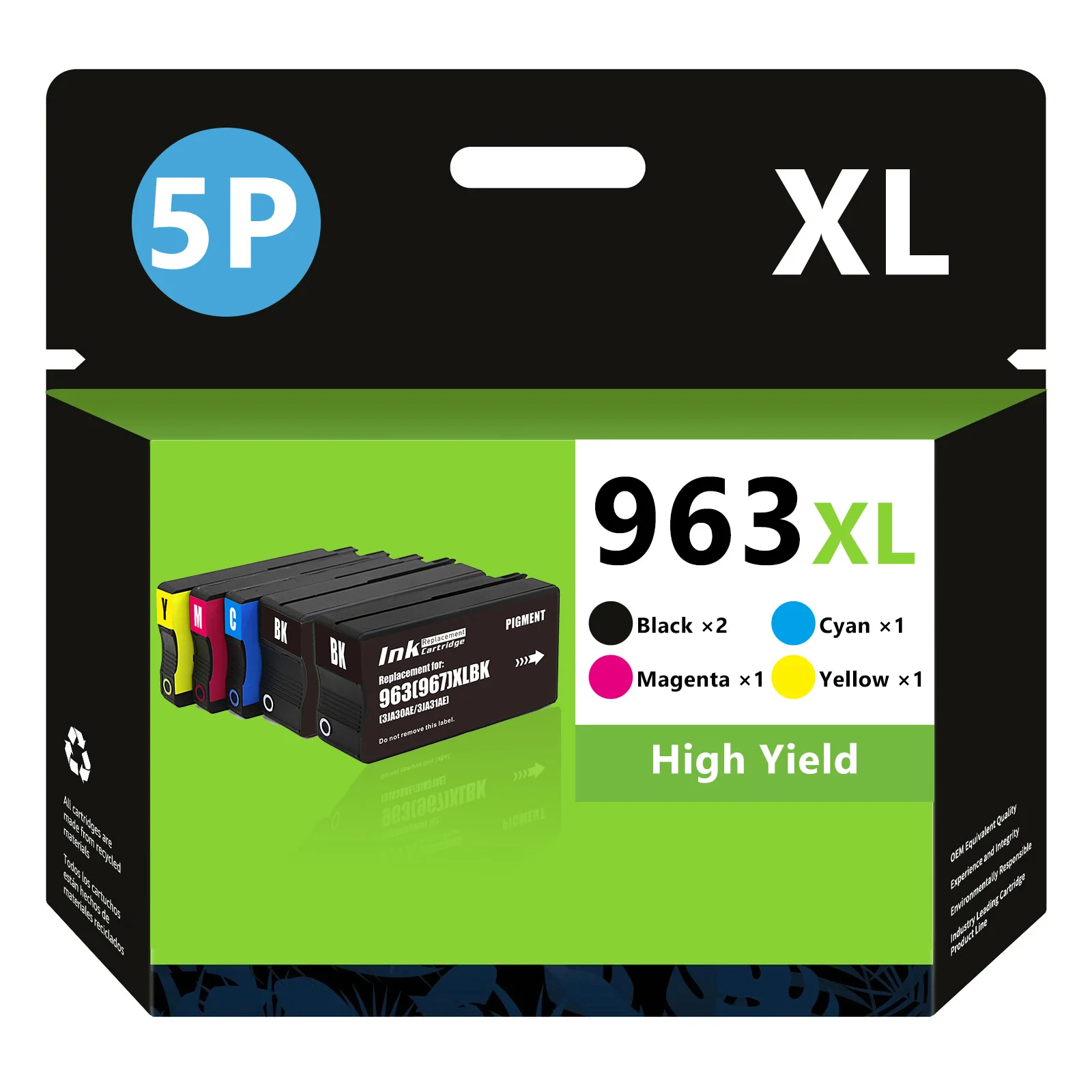 5x PATRONEN-SET für HP 963 XL OfficeJet Pro 9010 9012 9013 9014 OfficeJet Pro 9015 9016 9019 9020 9022 9023 9025