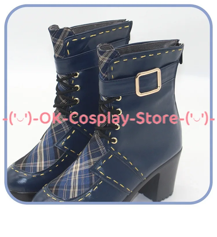 Blue Journey Shirakami Fubuki Cosplay Shoes Vtuber Cosplay Props PU Leather Shoes Halloween Carnival Boots Custom Made