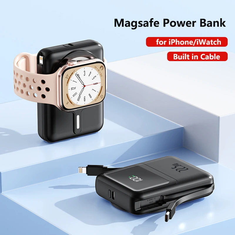 Magsafe Power Bank Magnetic Wireless Charger For Apple Watch iPhone 15 14 Powerbank 22.5W Fast Charger for Huawei Xiaomi Samsung