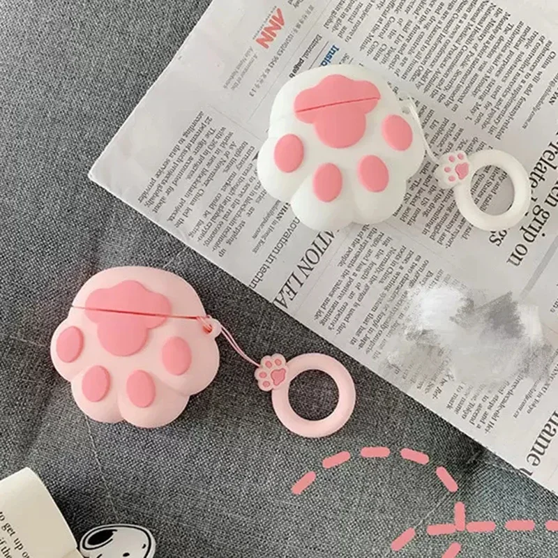 Custodia per auricolari Bluetooth Wireless 3D Cartoon Cat Paw Design per AirPods 1 2 3 custodia in Silicone per Apple AirPods Pro scatola di ricarica