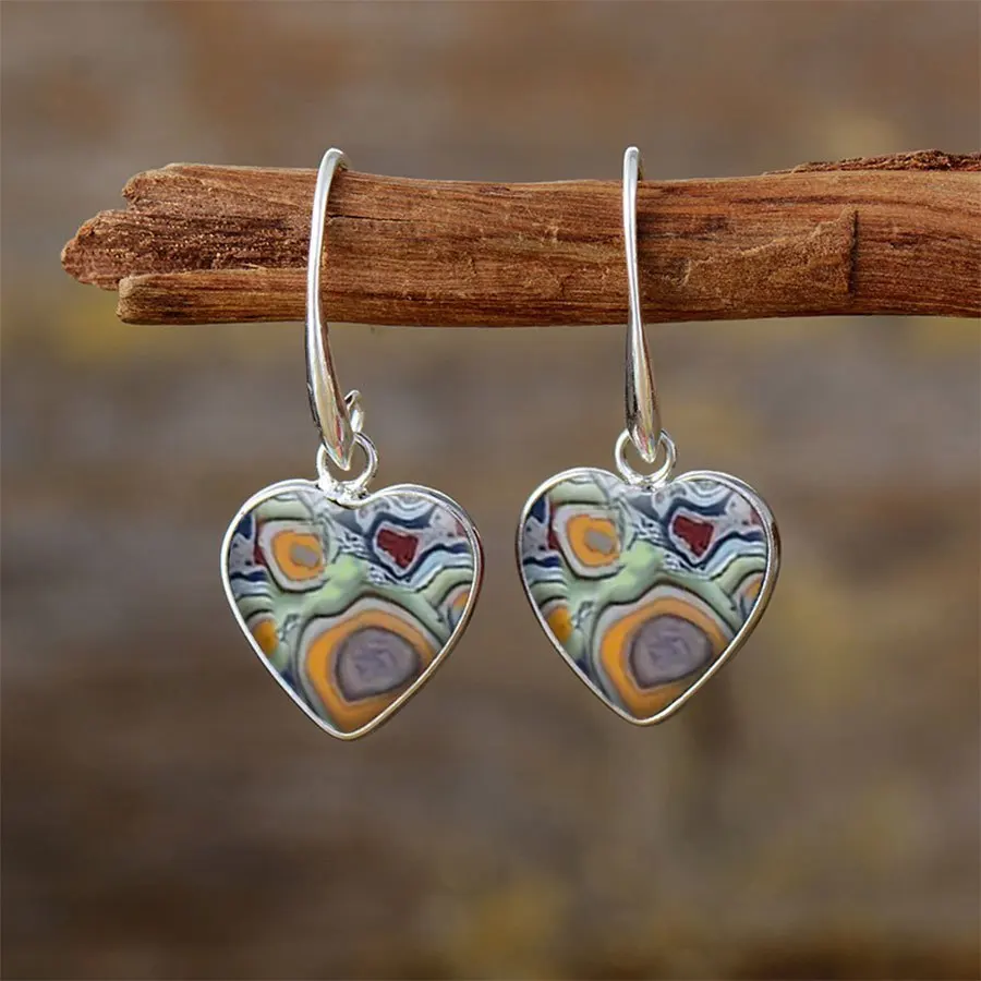 Heart-Shaped Boho Chic 2PCS Men's Earrings - Unique Dangle Design - Perfect for Parties & Gifts on Valentine's or Birthdays