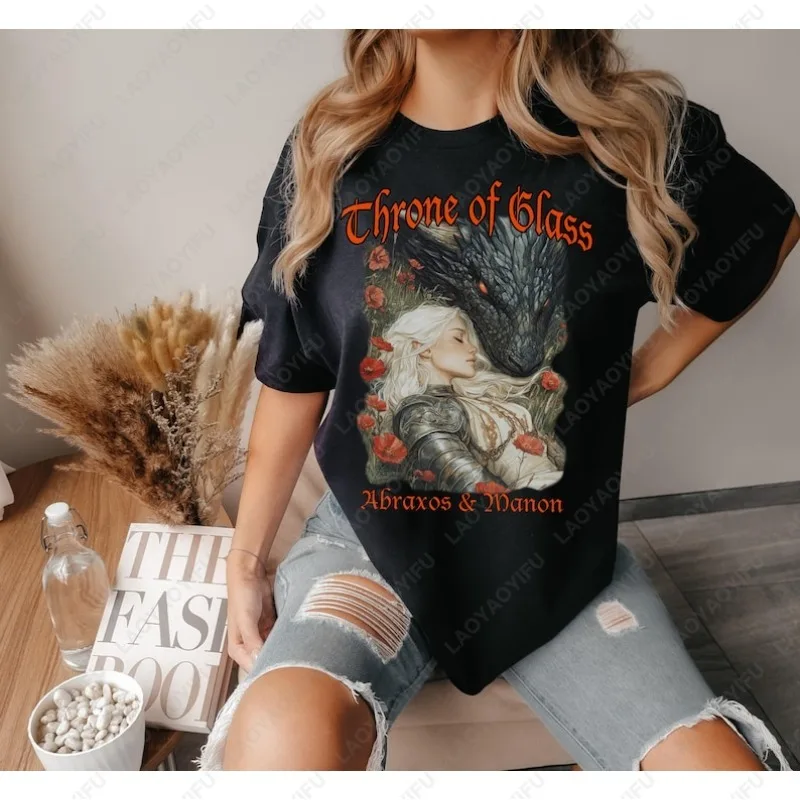 Throne of Glass Abraxos Manon Shirt Fantasy Book Lover Men Women Cotton Tshirt BookTok Inspired Readers Dragon Fan Fiction Tees