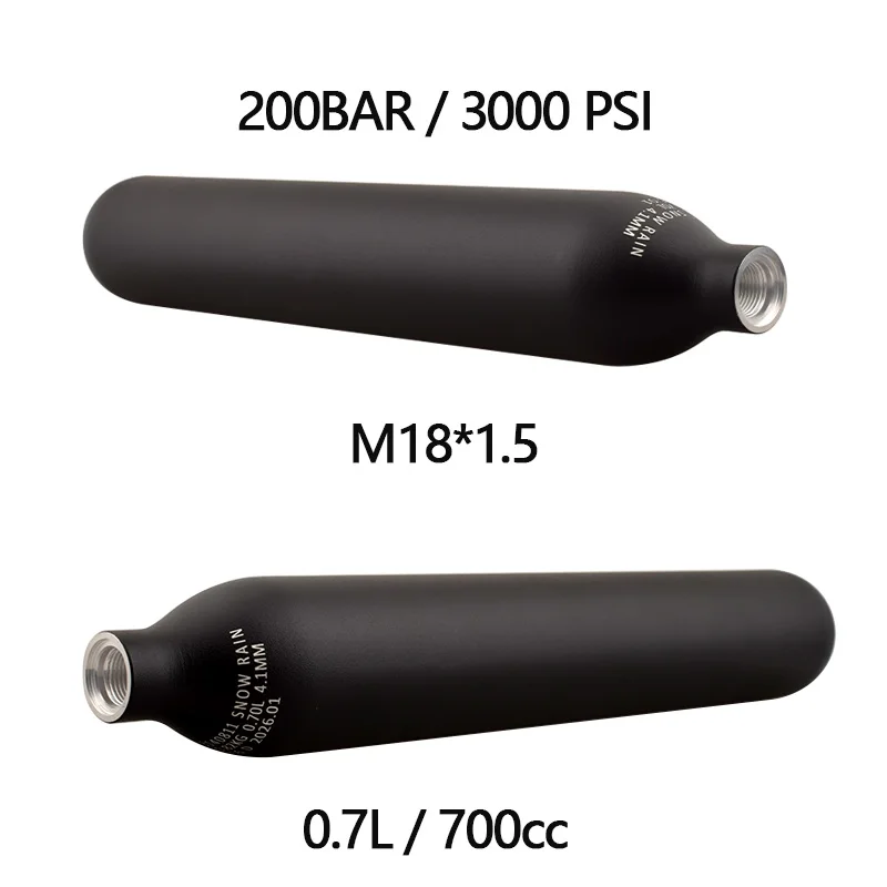 Scuba 0.7L 700cc 200BAR 3000PS Gas Cylinder 6061 Aviation Aluminum Alloy Air Tank For Diving Aquarium Station M18*1.5 HPA CO2