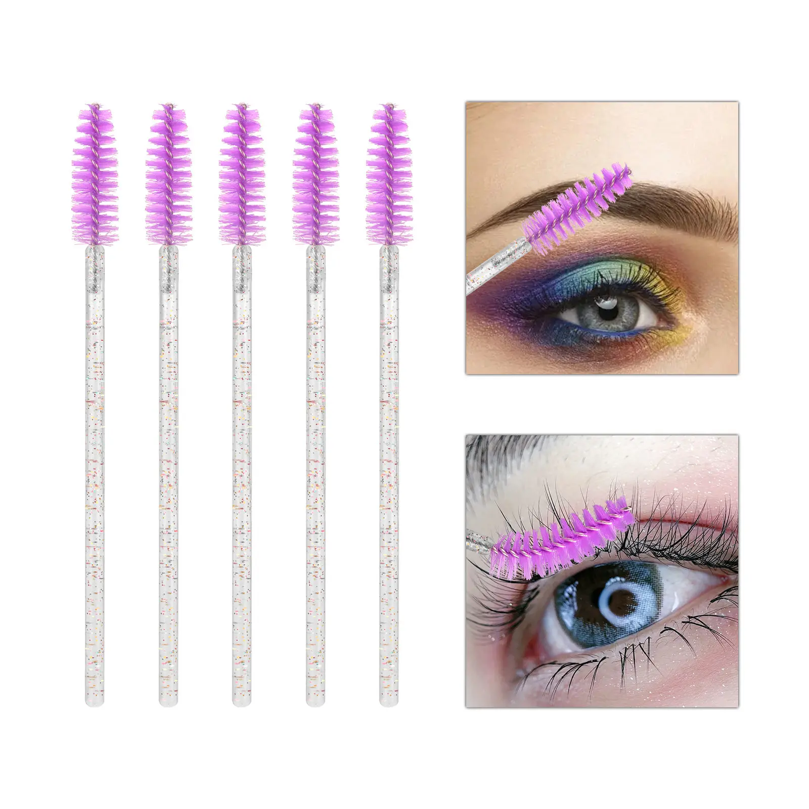 Brosses à cils de poulet brillantes, outils d'extension de cils, brosse à sourcils, baguettes de mascara, applicateur, Végét, cosmétique, 50 pièces