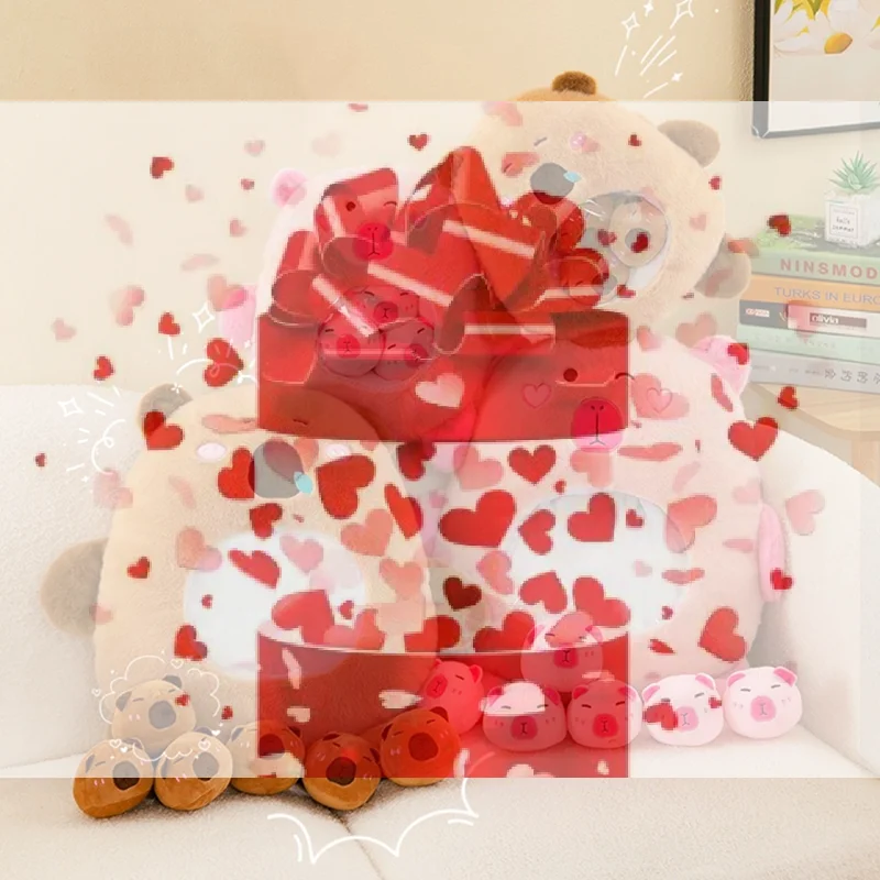 

Плюшевая игрушка Капибара 30 см с 3 мини-куклами, мягкая игрушка для декора дома и дивана