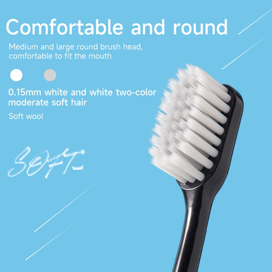 Confezione da 3 spazzolini da denti premium con setole morbide Testina per adulti di taglia media e grande progettata per pulire più molto