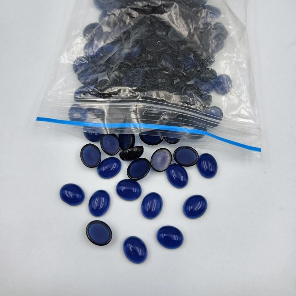 

200pcs Sapphire Blue Oval Cabochon Glass Synthetic Crystal Stone