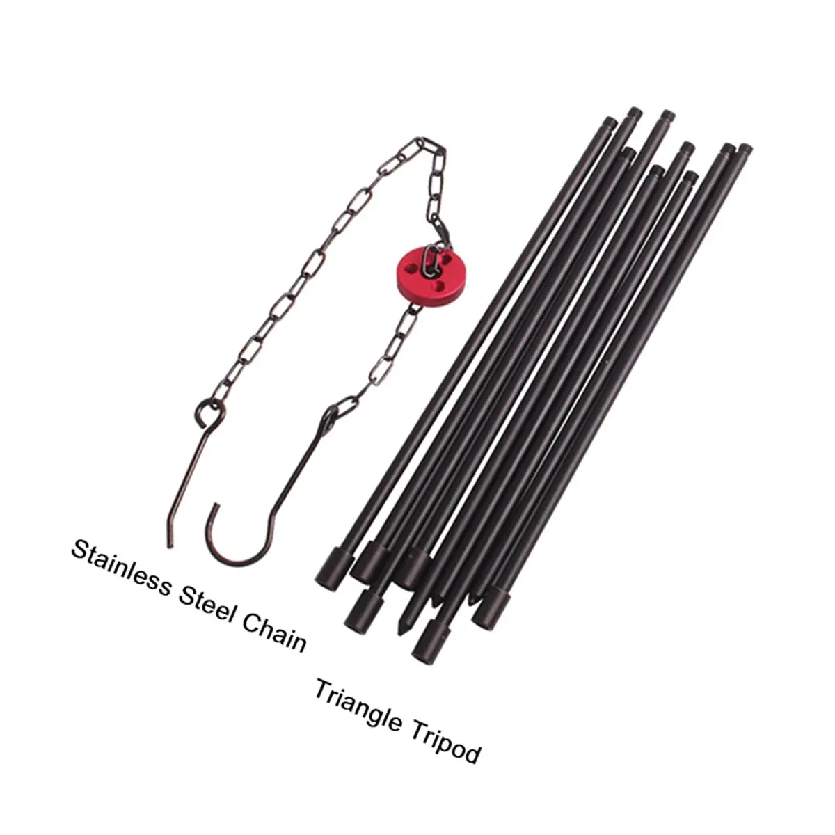 

Camping Bonfire Portable Triangle Support Camping Bonfire Frame Picnic Campfire Cooking Pot Hanging Chain Support Rack