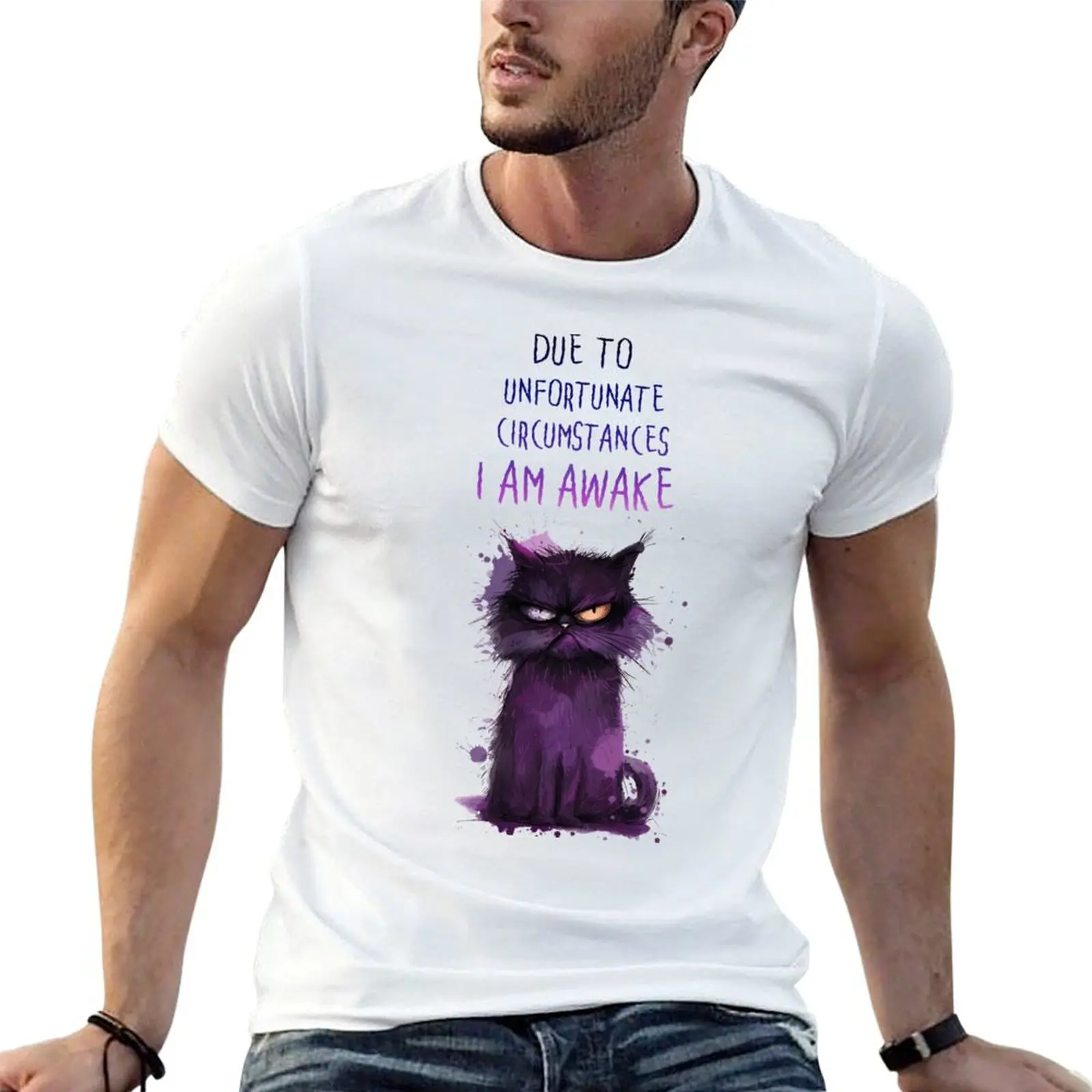 

awake for cotton T-Shirt pack cotton package am I man t-shirt plain shirt t unfortunate to black circumstances Due