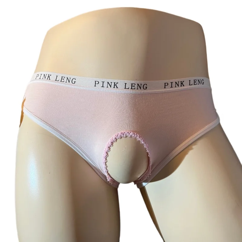 Men Sexy Underwear Open Crotch Tight Panties Backless Breathable Briefs Crossdressing Sissy Lingerie Low Rise T-Back Briefs