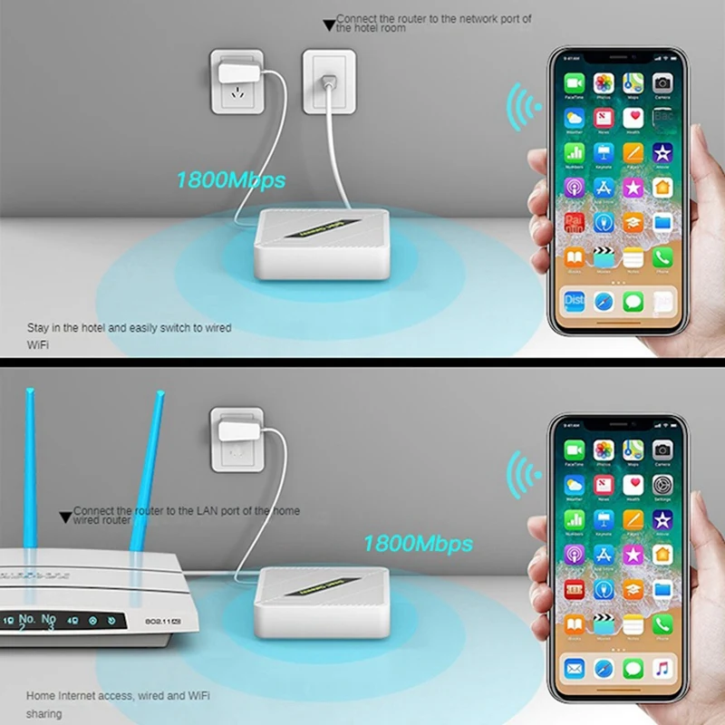 Mini Wifi6 Router AX1800 Dualband 2.4/5Ghz Router Gigabit Draagbare Routers Voor Starlink Draadloze Repeater Wifi Brug (VS)