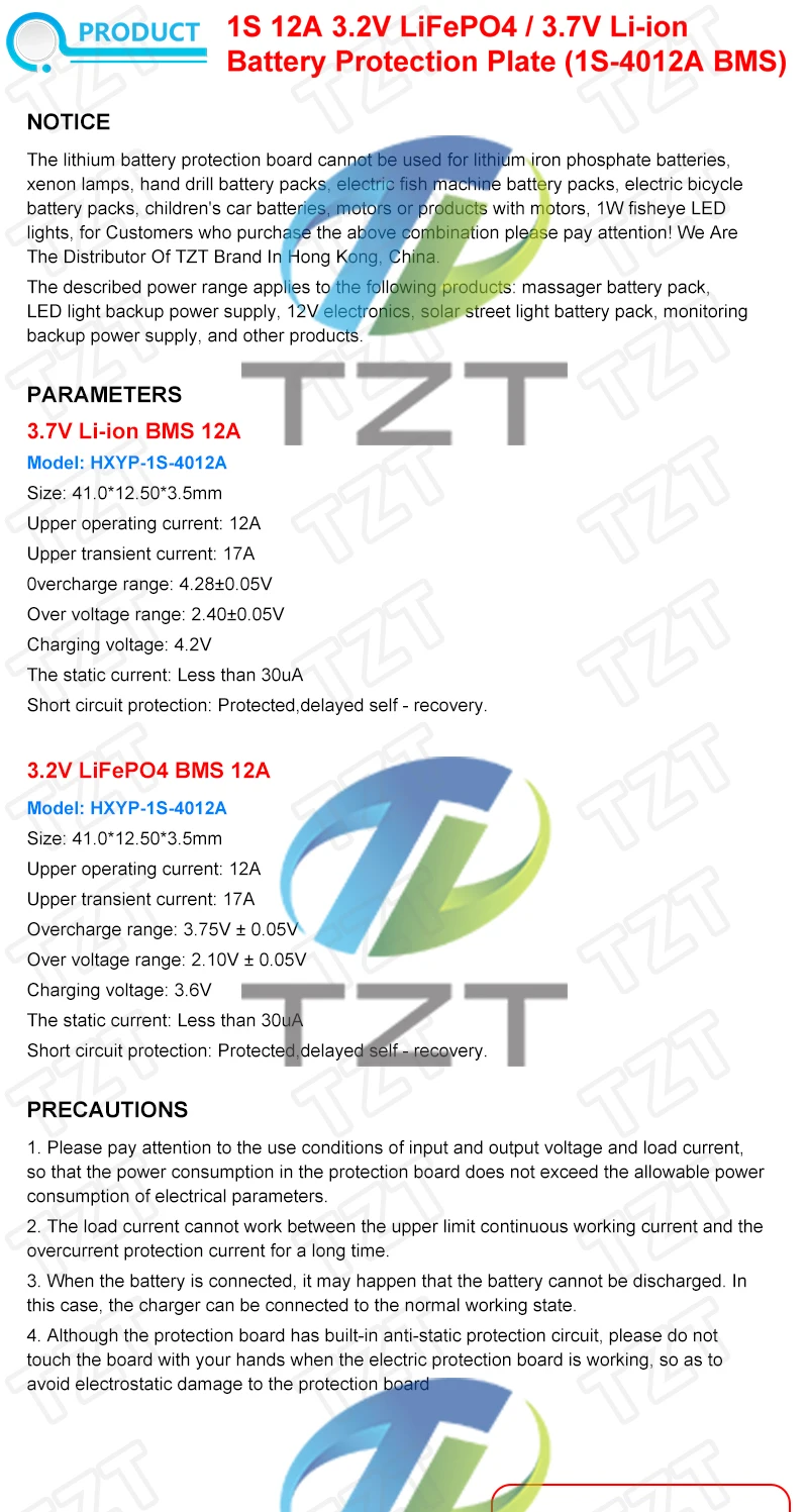 1S 12A 3,7 V Li-Ion/3,2 V Lifepo4 18650 Batterie Lade Schutz Bord Kurzschluss Schutz BMS PCM für Elektrische Motor – Detail 6