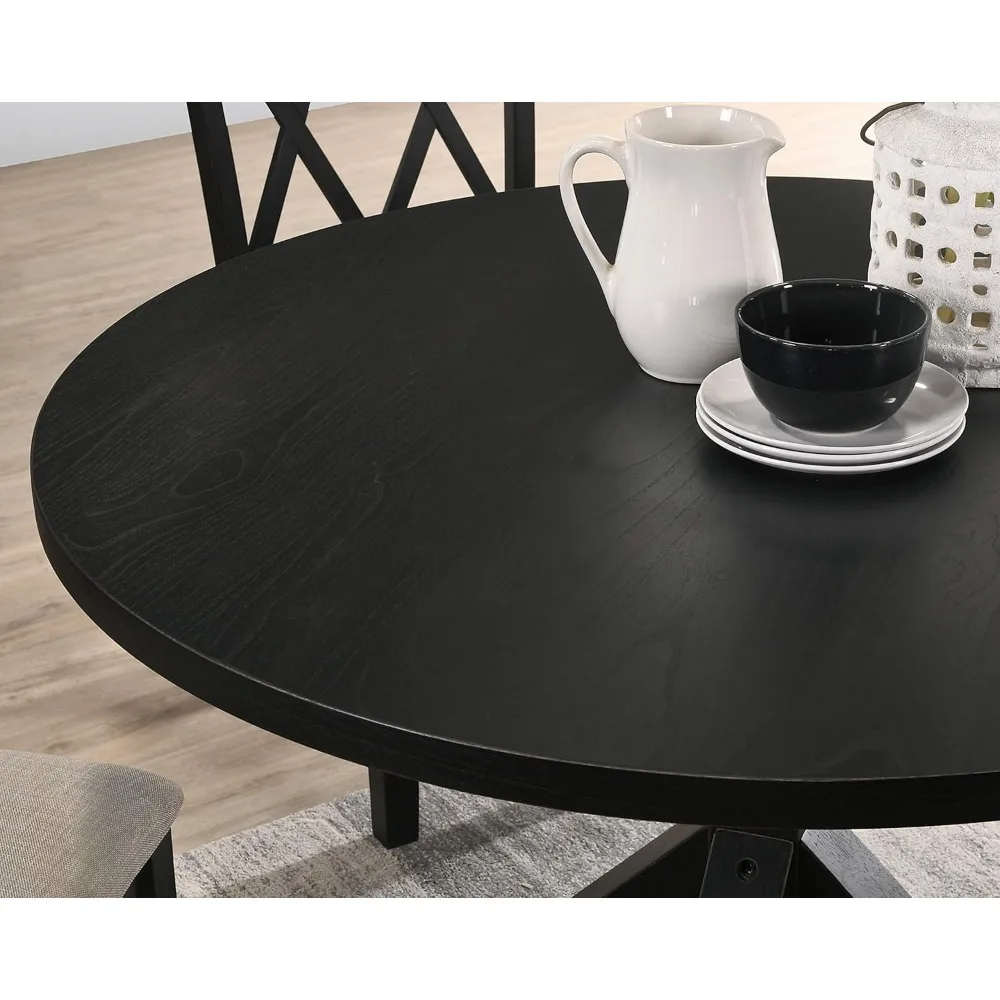 Windvale Cross-Buck Base Dining Table, Black