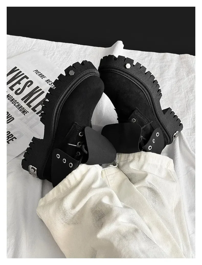High Top Motorcycle Boots Plus Size 45 Mens Designer Outdoor Work Boots Fashion Casual Leather Height Increased Platform Boots