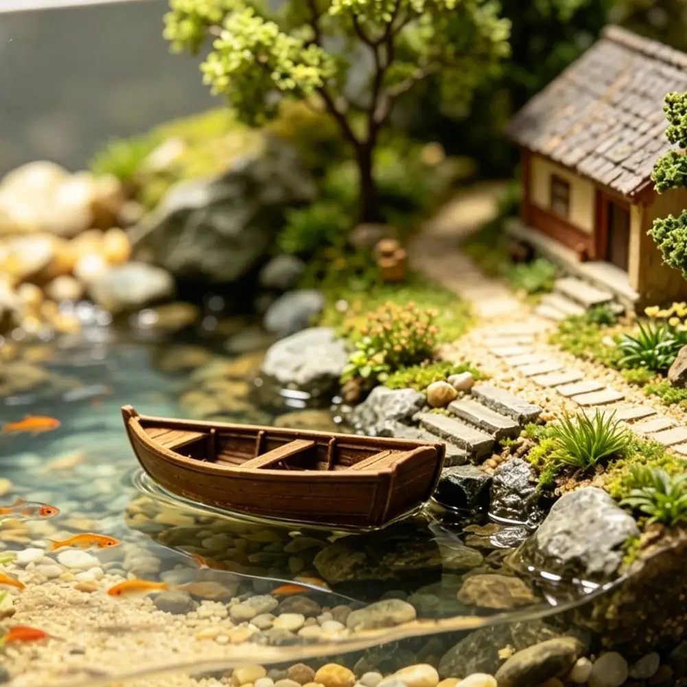 Mini Nautical Ornament Small Fishing Boat Decor 3d Printed Vintage Wooden Boat Model Rustic Old Fishing Ship for Fisherman