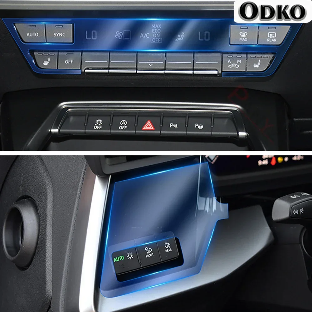 Car Interior Center Console Transparent TPU Protective Film Anti-scratch Repair Sticker Accessories Refit For Audi A3 8Y 2021-22
