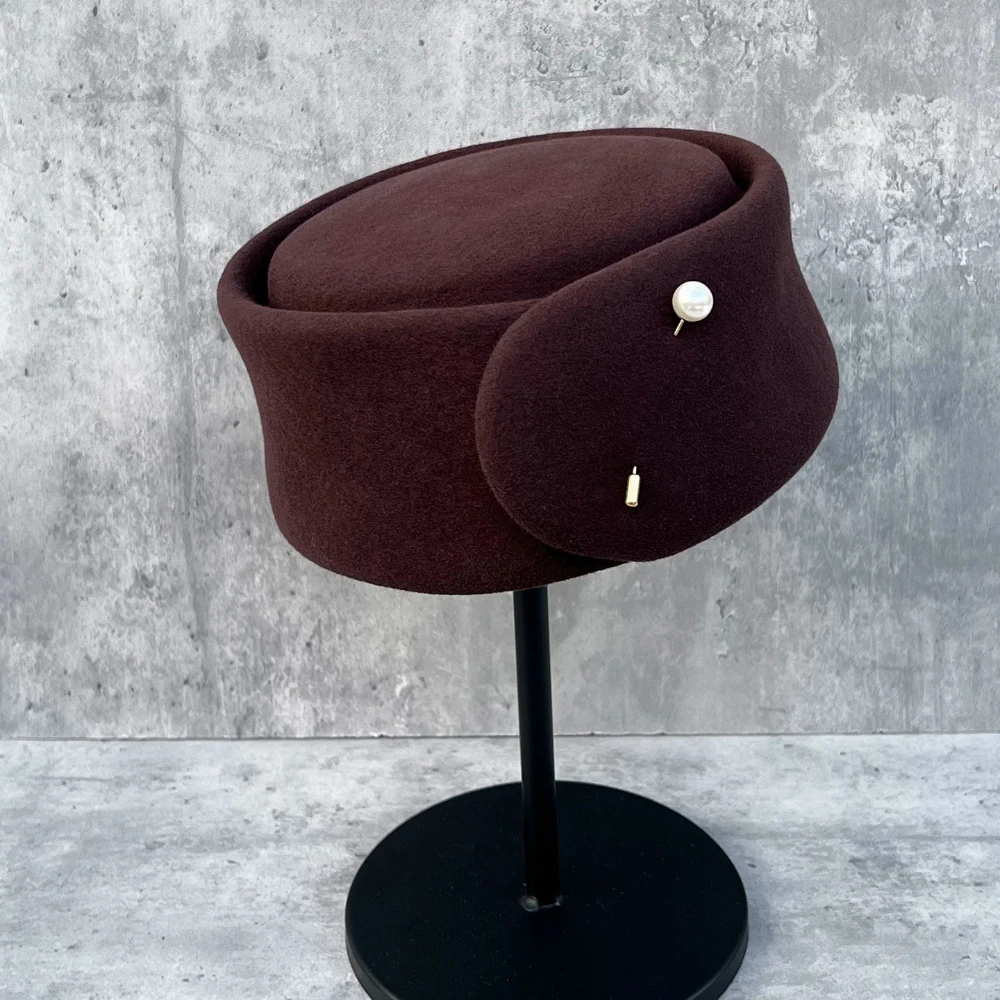 Retro British Style Wool Beret Simple Casual Design Elegant Fashion Pillbox Hat Daily Women Dating Party Beret