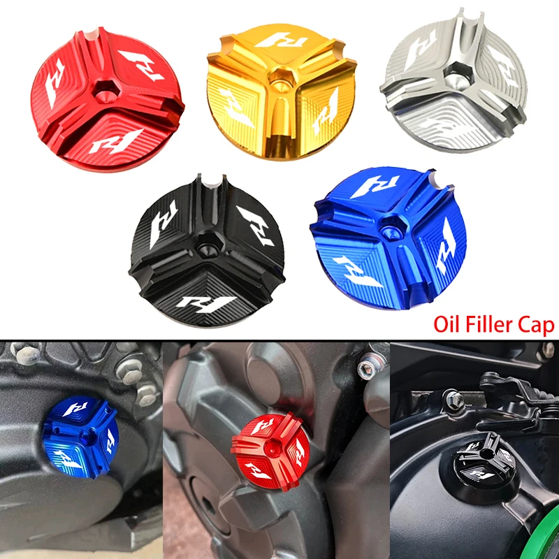 

Крышка заливной горловины моторного масла мотоцикла, болт, крышка заливной горловины топлива, алюминиевая крышка масляной пробки, декоративные аксессуары, пригодные для Yamaha YZF R1 R1M
