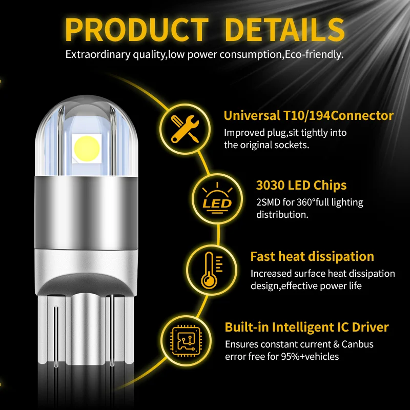 4x LED Clearance Light Bulb Lamp W5W T10 Canbus For Skoda Fabia MK1 MK2 MK3 Felicia Superb Octavia 1 2 3 A5 A7 Rapid Yeti Karoq