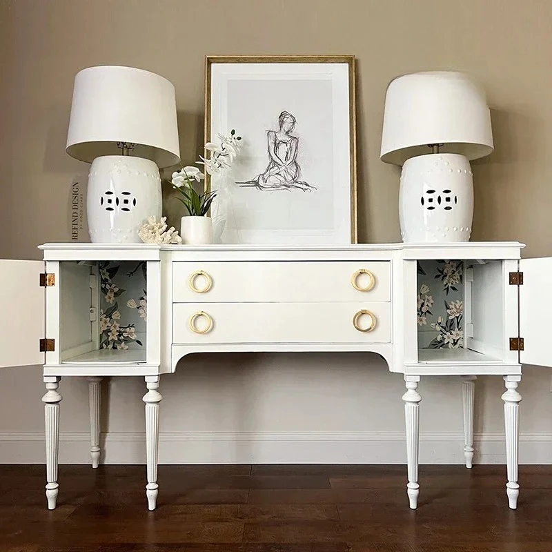 

X-S Light Luxury Door Cabinet Villa High-end Decorative Cabinet Modern Solid Wood Living Room Dining Side Cabinet