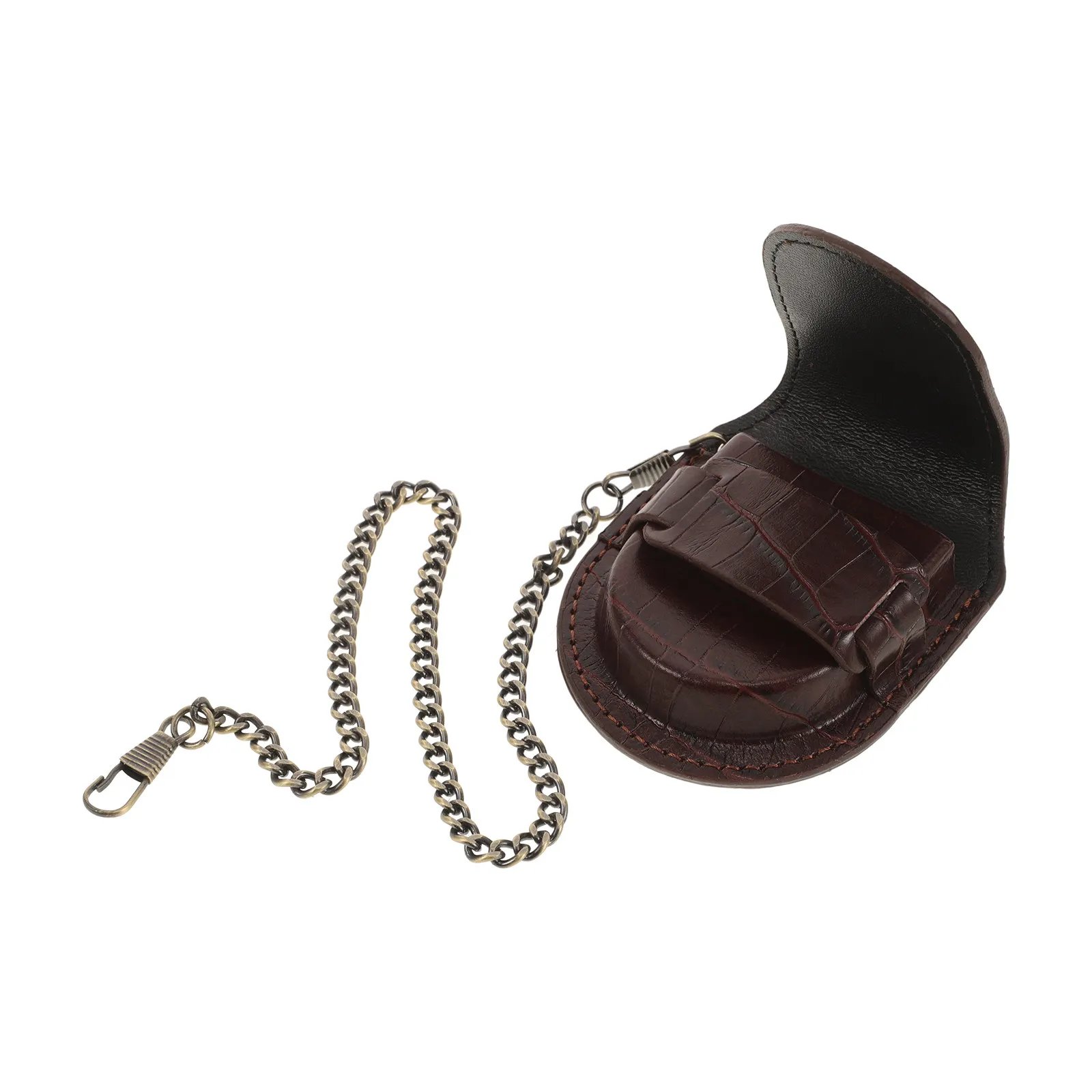 

Коричневый бамбуковый чехол для карманных часов из ПУ кожи, поясная сумка-держатель для мужчин и женщин, для хранения и демонстрации кварцевых и механических часов