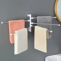 Towel rack, towel rod, space-saving wall-mounted rack, anti-swing hook, suitable for bathroom and kitchen