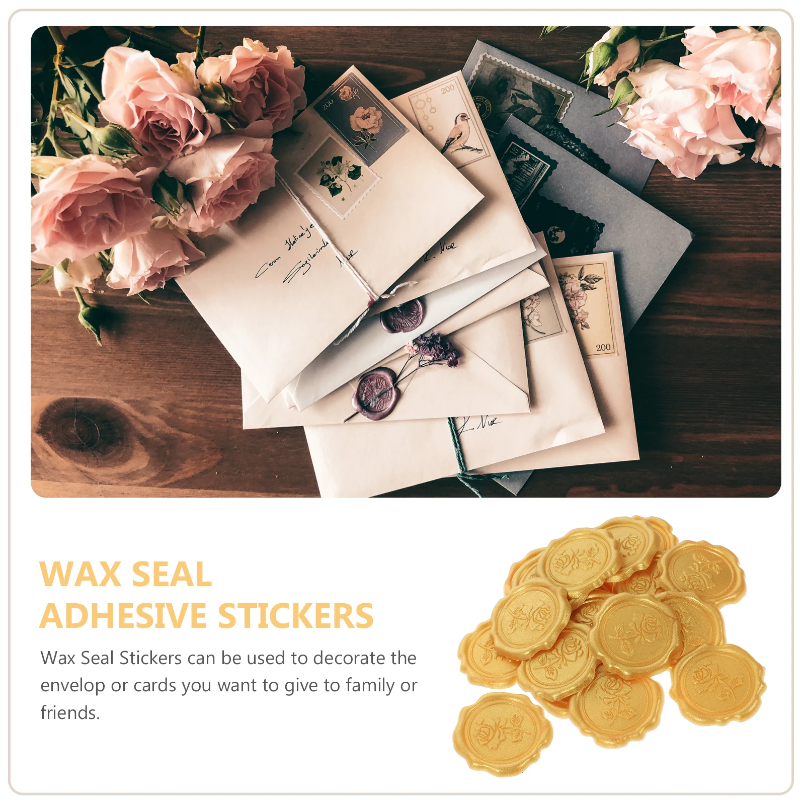 

20pcs Stickers Self-Adhesive Seals Decorative Sticker For Wedding Cards Envelope Sealing Craft Decoration Fire Lacquer Labels