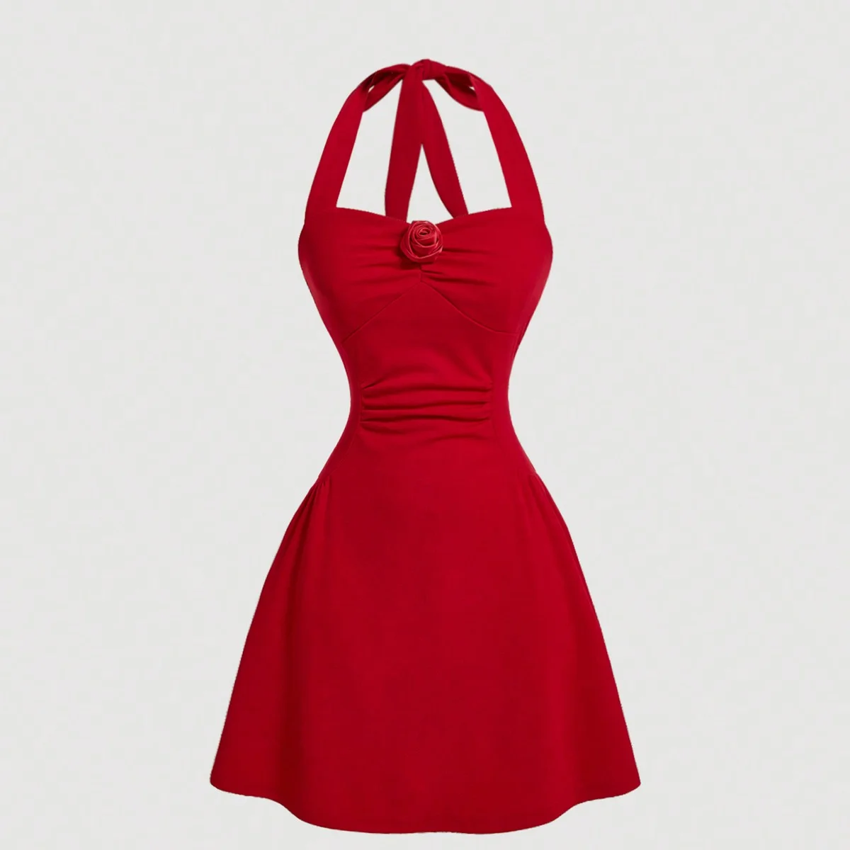 Red Bow Halter Dres…
