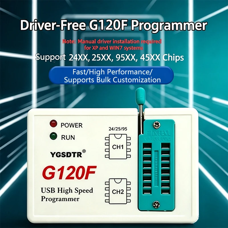 G120F USB High‑Speed Programmer Driver‑free SPI Flash Burner Support 24XX 25XX 95XX 45XX BIOS Chip With Optional Socket Kit