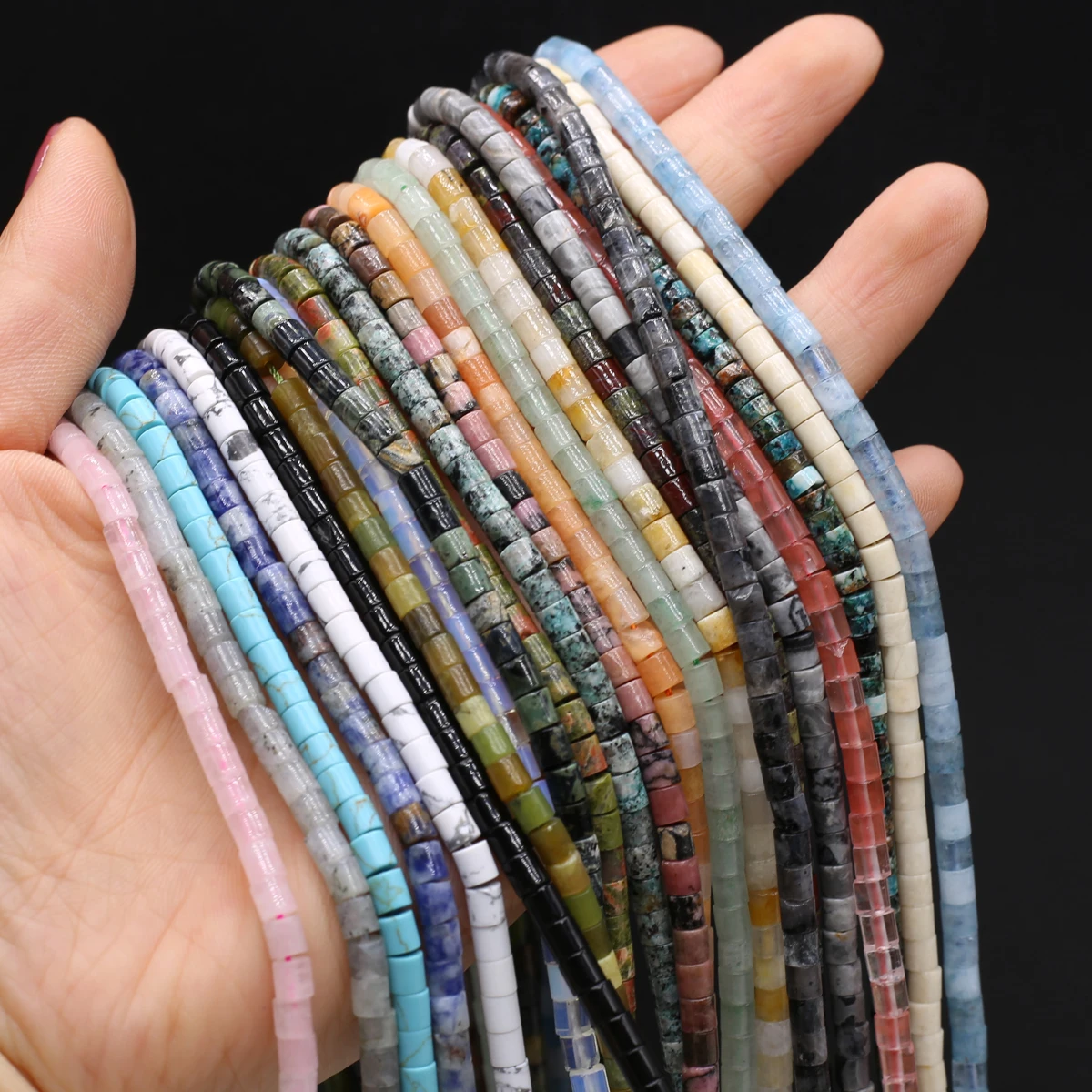 Natural Agates Stone Bead Cylindrical Rose Quartzs Flash Labradorites Loose Beaded for Making DIY Jewerly Bracelet Necklace