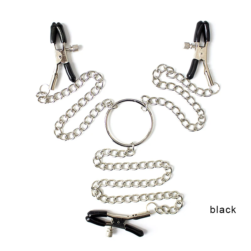 Bdsm Binding Artificial Leather Choke with Nipple Chest Clip Chain Female Sexual Masochism Accessories 18 Year Old Adult Toy