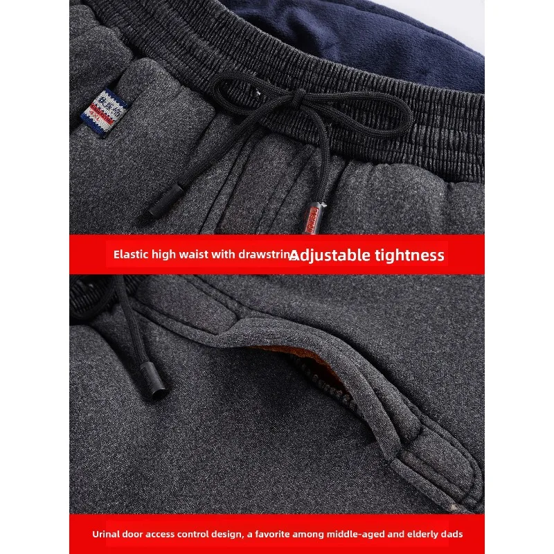 الشتاء السراويل الحرارية كبار السن الرجال عالية الخصر العميق المنشعب السراويل الدافئة أبي القطن صوف مبطن سميكة الركبة حماية الطقس