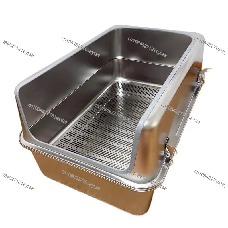 2 Tier Stainless Steel Cat Litter Box High Side Dry Wet Separation Enclosed Pet Toilet Tray
