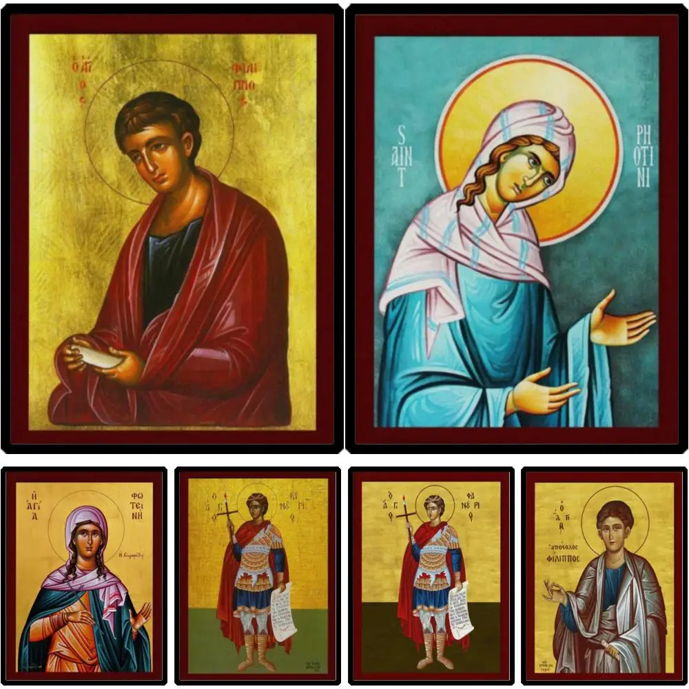 Greek Orthodox Icon of St. Photini the Samaritan Byzantine Art HD Canvas Print Large Religious Wall Decor for Home Altar Church