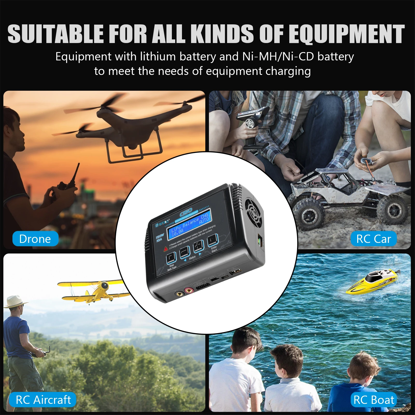 HTRC C150 يبو شاحن 150 واط 10A التيار المتناوب/تيار مستمر RC بطارية الذكية ل يبو LiHV الحياة ليلون NiCd NiMh Pb تفريغ البطارية شاحن ميزان